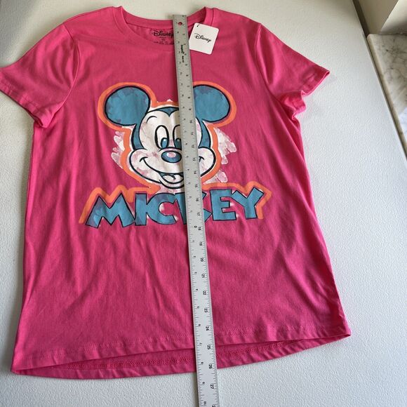 Women's Disney Mickey Mouse Short Sleeve T-Shirt Size XS Pink Loose Fit Tee - Picture 8 of 9